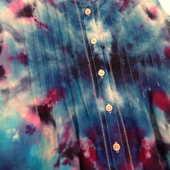 Vintage 90s LL Bean Linen Dress Tie Dye size M - Picture 12 of 15